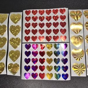 Colorful Holographic Heart Sticker Set
